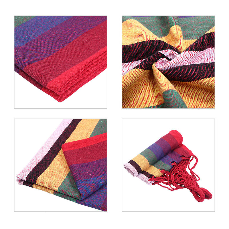 Hammock Swing Canvas Cotton Hammock with Carrying Bag, Outdoor Indoor Red Stripe Hammock