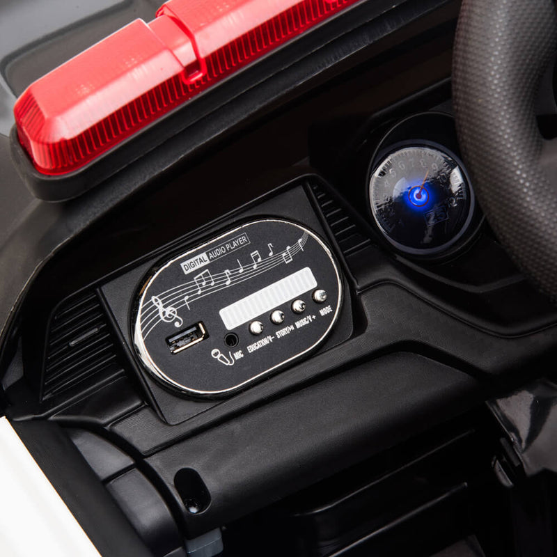 Police Sports Car Ride On Car Dual Drive Remote Control Black