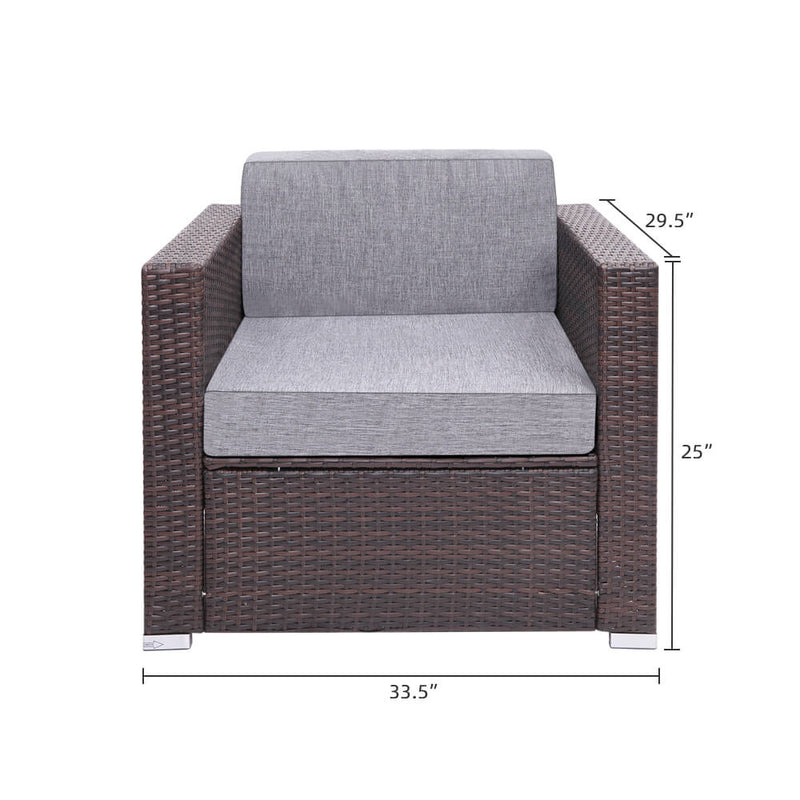 8 Pieces Patio PE Wicker Outdoor Patio Rattan Sectional Sofa Set