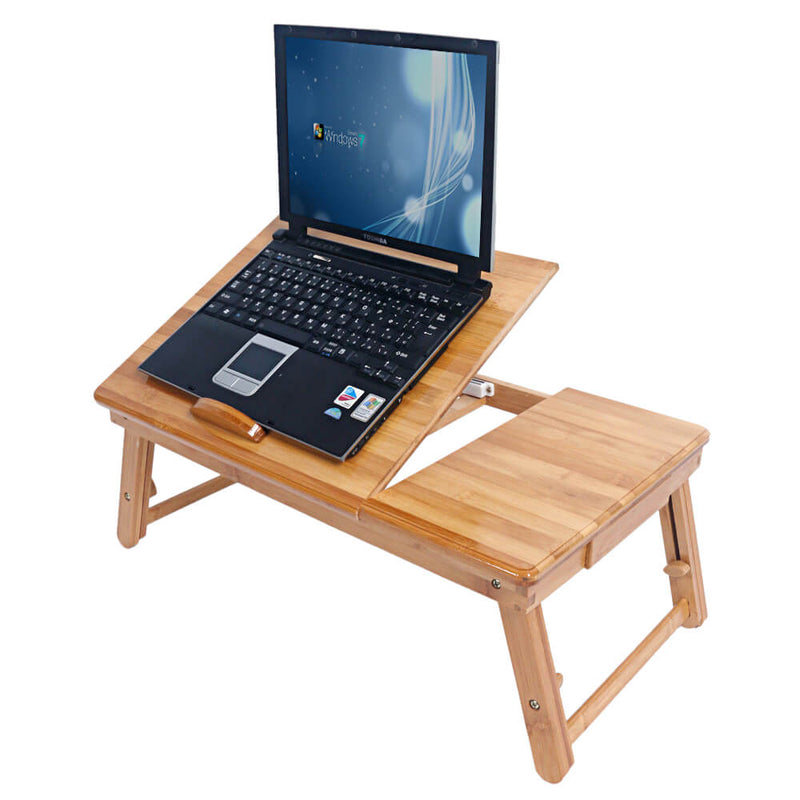 Trendy Adjustable Bamboo Computer Desk Wood Color, 21 inches