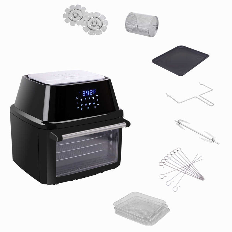 All-in-One Air Fryer Oven Family Size Roast, Bake, Dehydrator, Oilless Cooker Black