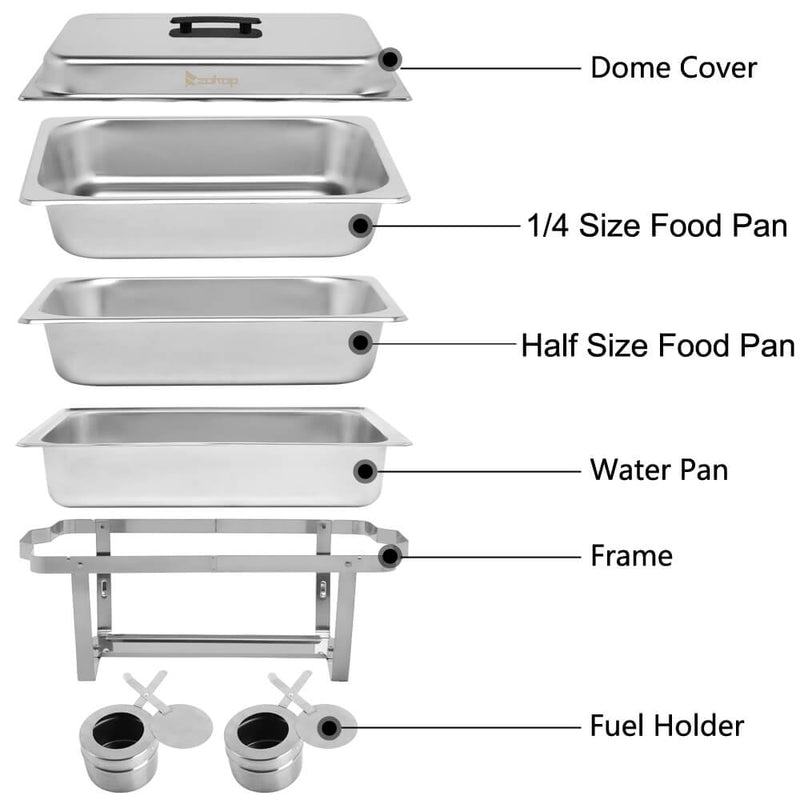 9L*2 Two Sets of Dishes 1*1/2 2*1/4 Chafing Dish Food Warmer Buffet Stove