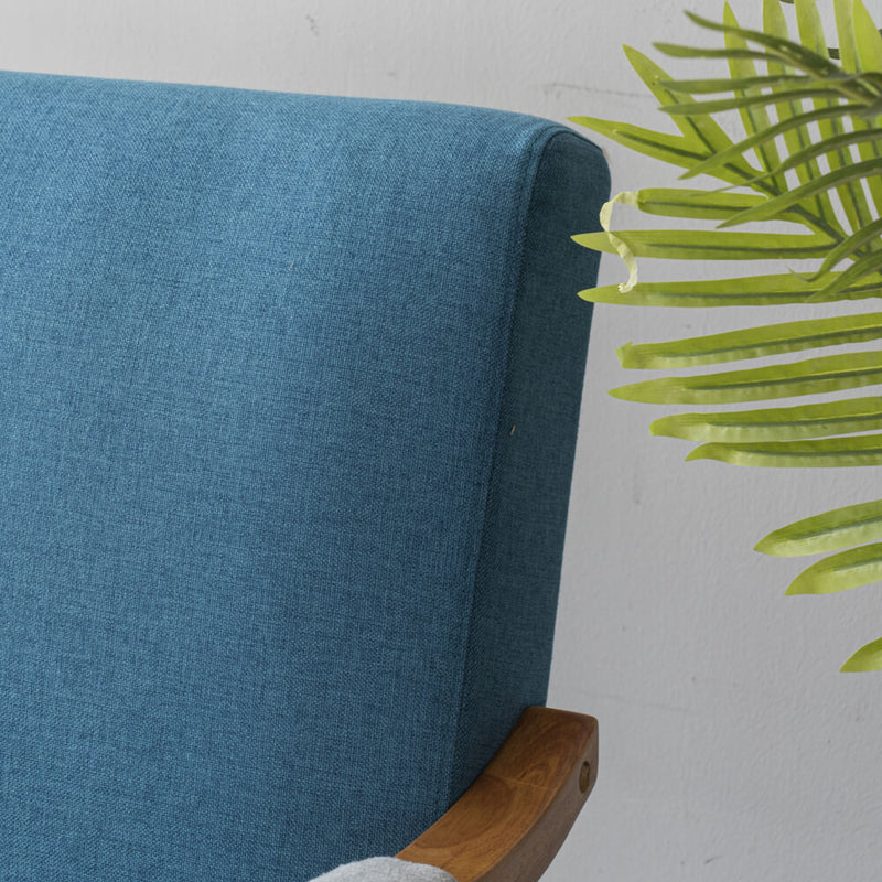 Mid-Century Modern Accent Armchair Solid Hardwood Upholstered Linen Lounge Chair, Navy Blue