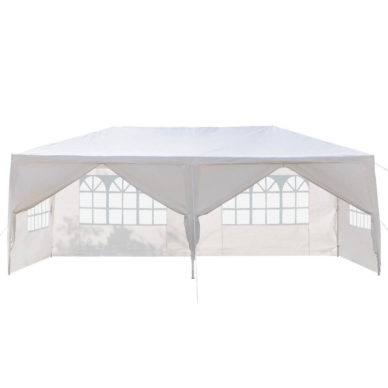 Outdoor Canopy Tent 10 x 20 ft with Spiral Tubes White Six Sides 2 Doors & 4 Windows