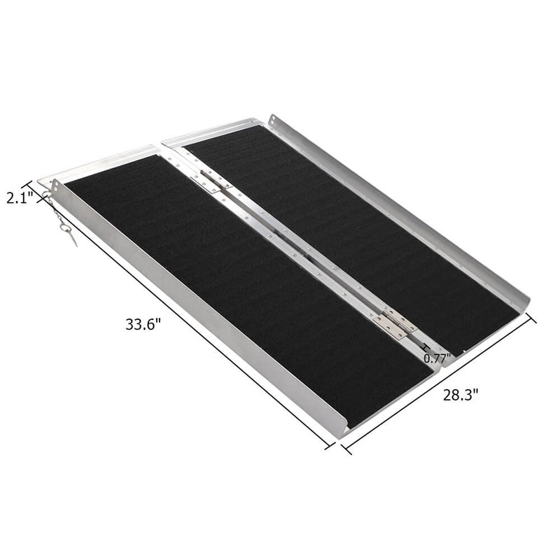 3FT Two-section Non-Skid Folding Lightweight Aluminum Alloy Wheelchair Scooter Mobility Ramps