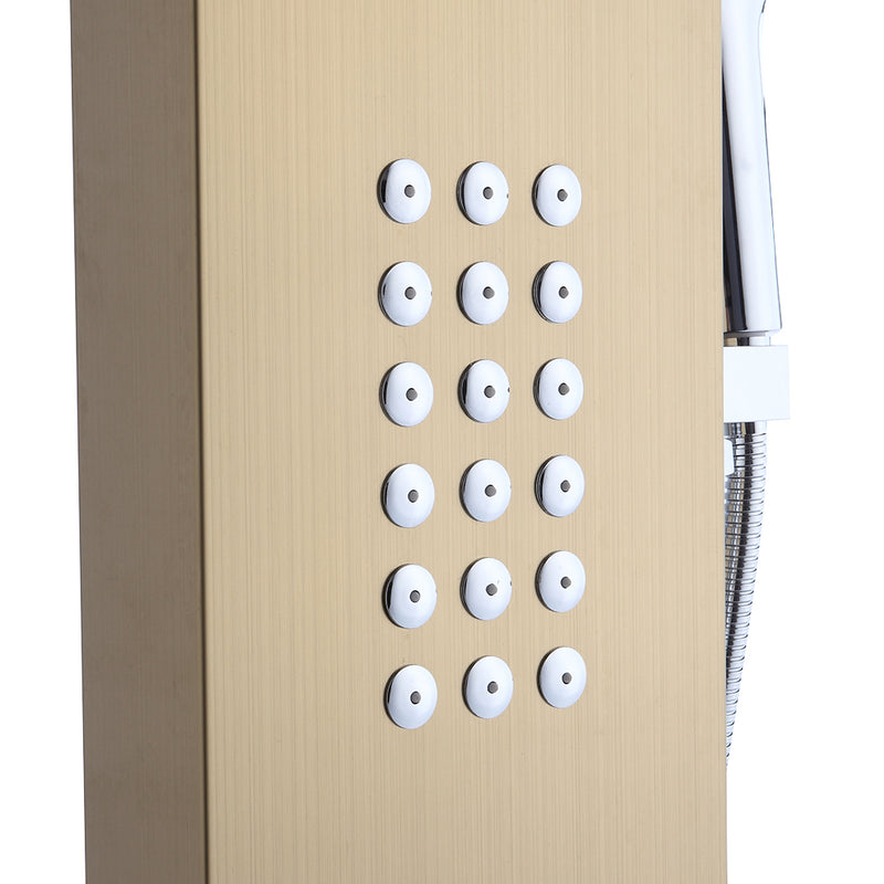 Shower Panel Shower System Stainless Steel Multi-Function Gold 18 Holes 48 inch