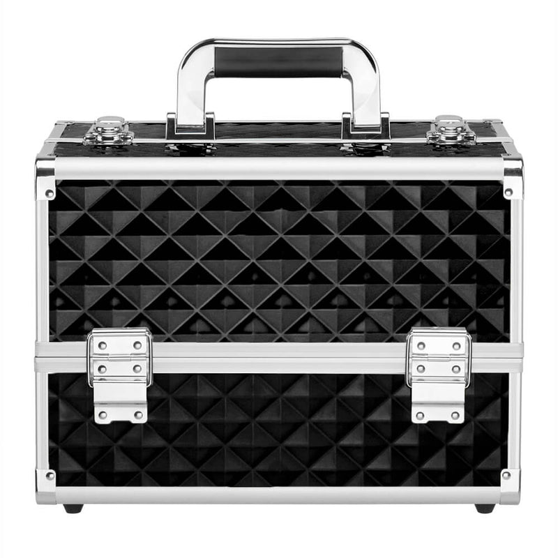 Multi-layer Professional Portable Aluminum Cosmetic Makeup Case Black