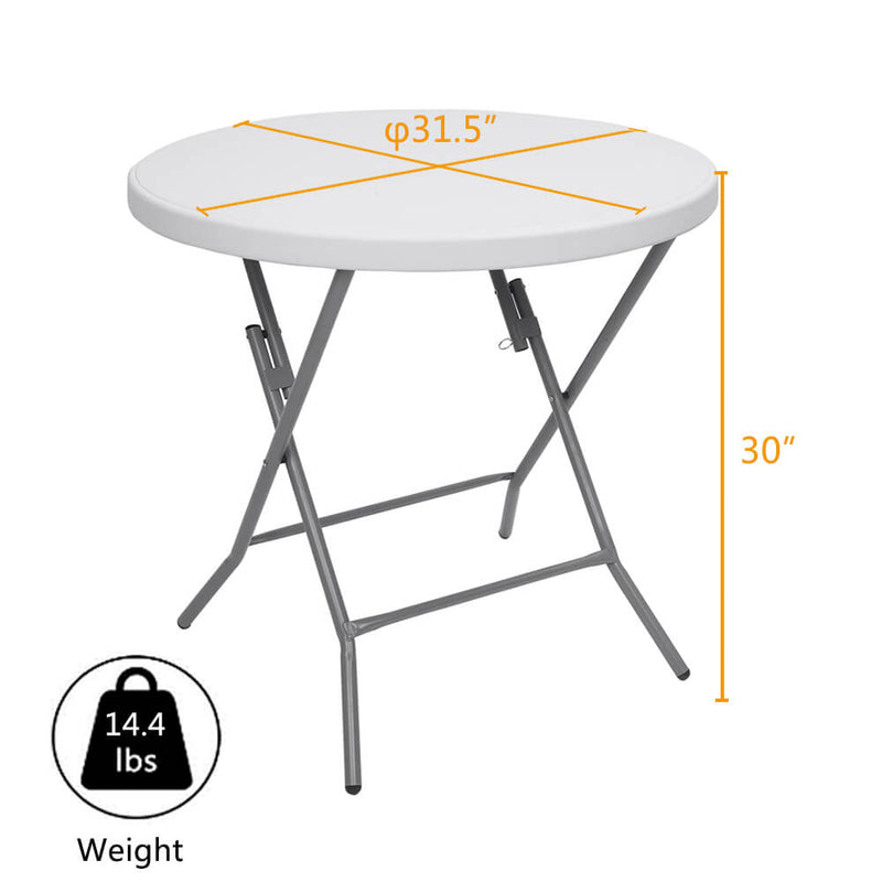 32 inches Round Folding Table Outdoor Folding Utility Table White