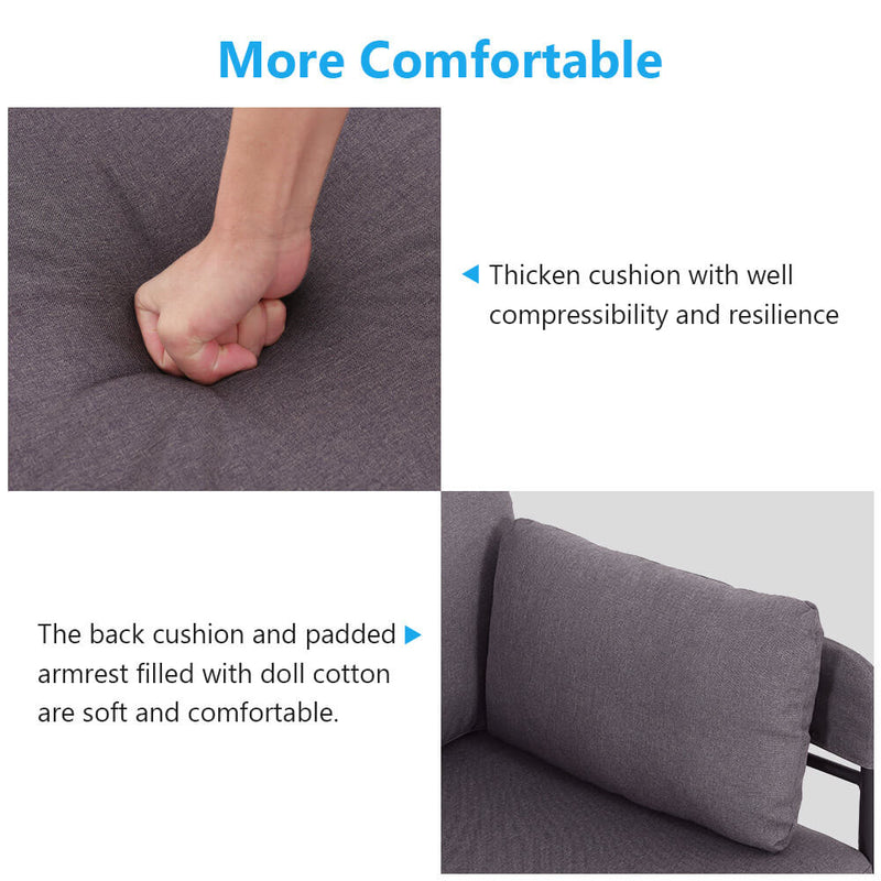 Loveseat Modern Upholstered Couch Fabric with Cushion Anti-Slip Sofa Gray
