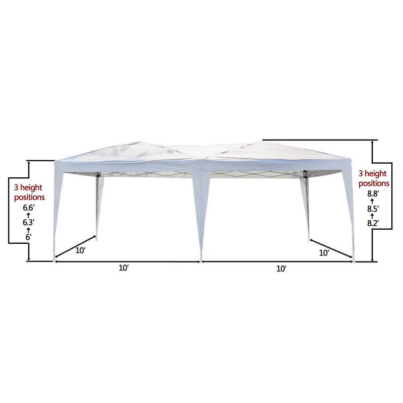 Waterproof Canopy Tents 10 x 20 ft Sunshelter Tent with Carry Bag for Parties BBQ Wedding, White