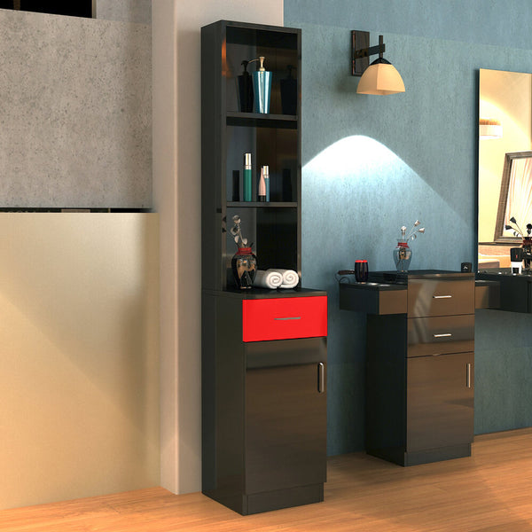 Standing MDF Barber Cabinet Black