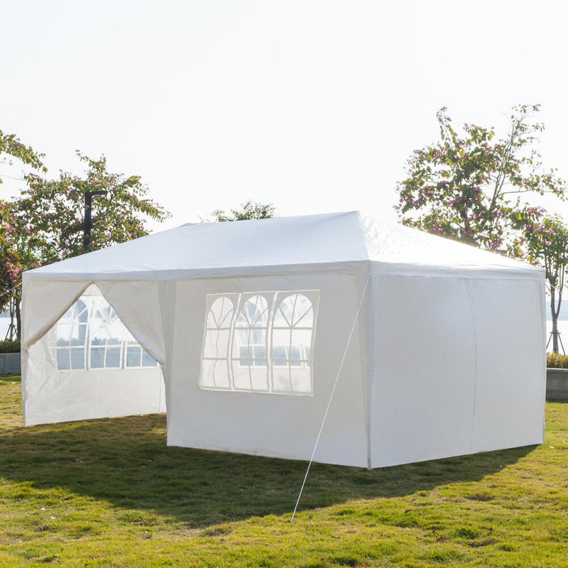 Outdoor Canopy Tent 10 x 20 ft with Spiral Tubes White Six Sides 2 Doors & 4 Windows