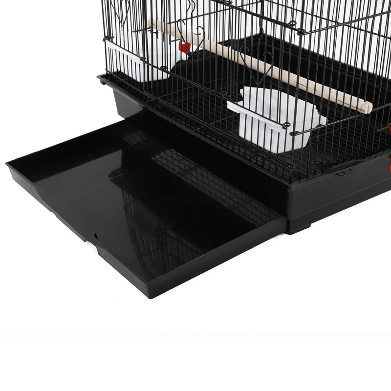 Bird Parrot Cage Cage with Wood Perches & Food Cups Black 37"