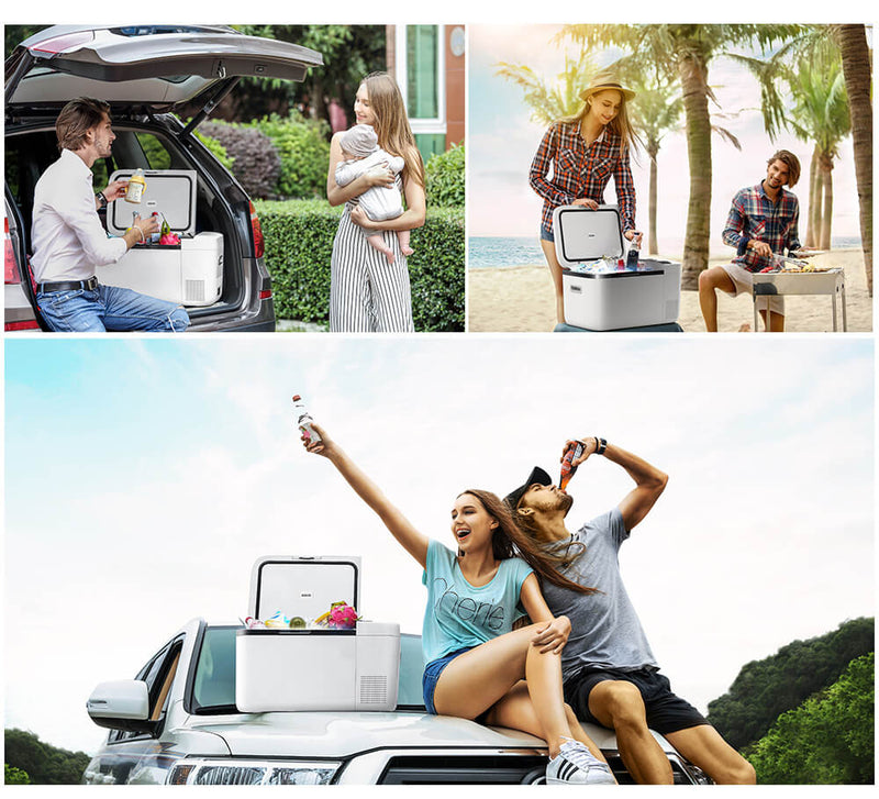 12V Dual Zone Portable Refrigerator Mini Fridge for Outdoor, Home Use White