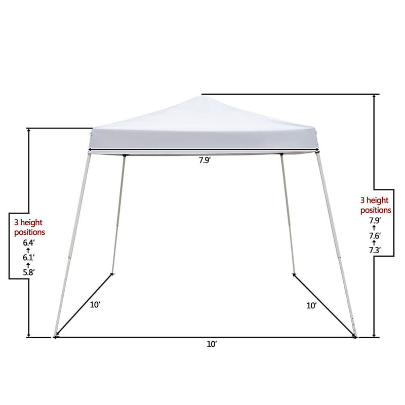 Outdoor Canopy Tent 10 x 10 ft Portable Waterproof Sun Shelter Tents with Carry Bag, White