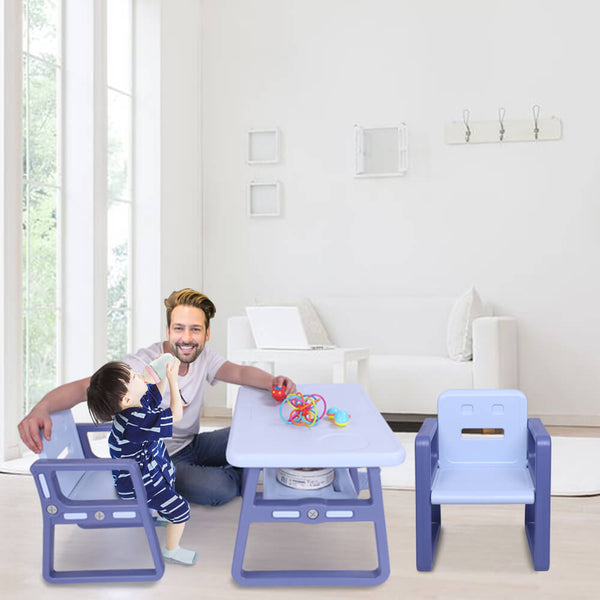 Multipurpose Kids 3-Pieces Table and Chair Set Certified Safe and Easy Clean Purple