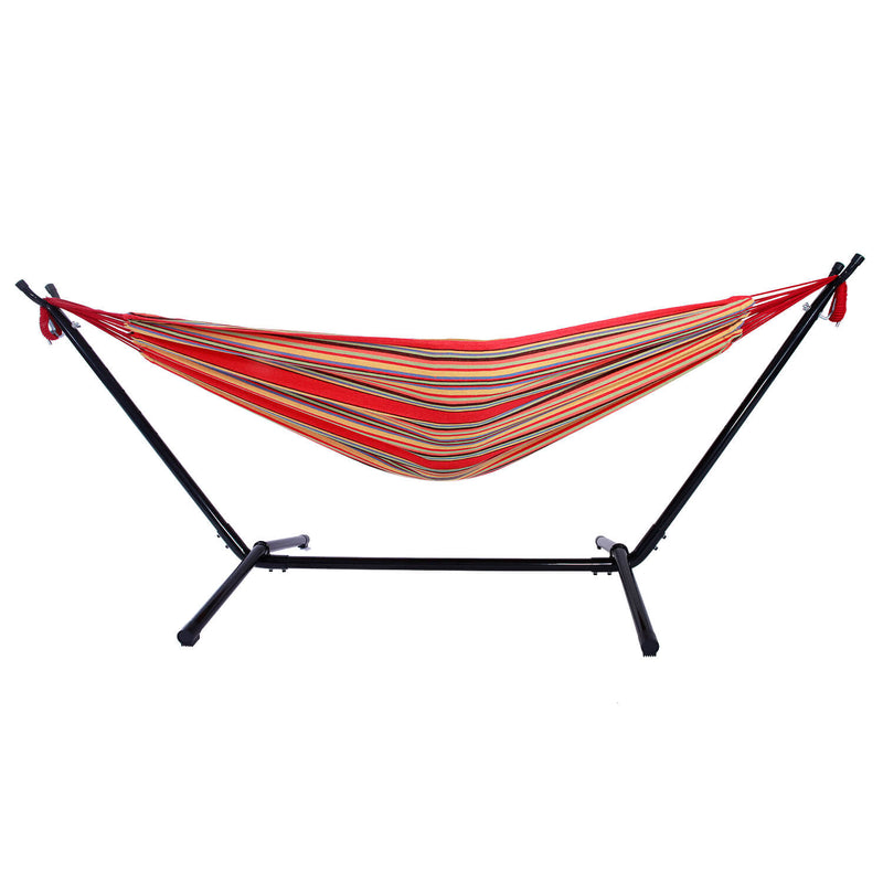 Portable Outdoor Polyester Hammock Set in Red