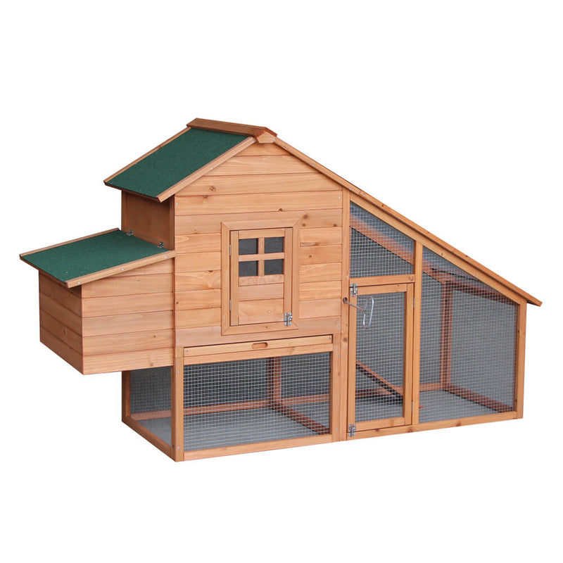 75 inches Waterproof Roof Two-tier Wooden Chicken Coop Rabbit Poultry Cage Habitat