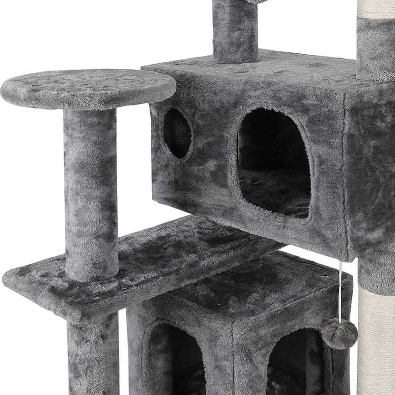 53 Inches Multi-Level Cat Tree Stand House Kittens Activity Tower (Grey)