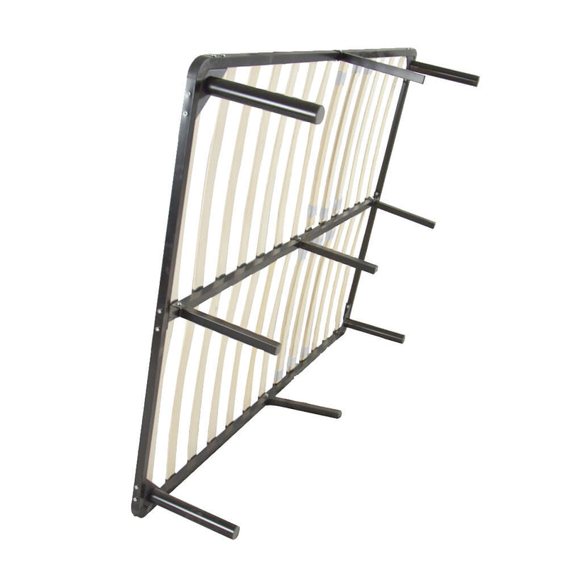 Wooden Slat and Iron Stand Queen Size Bed Black