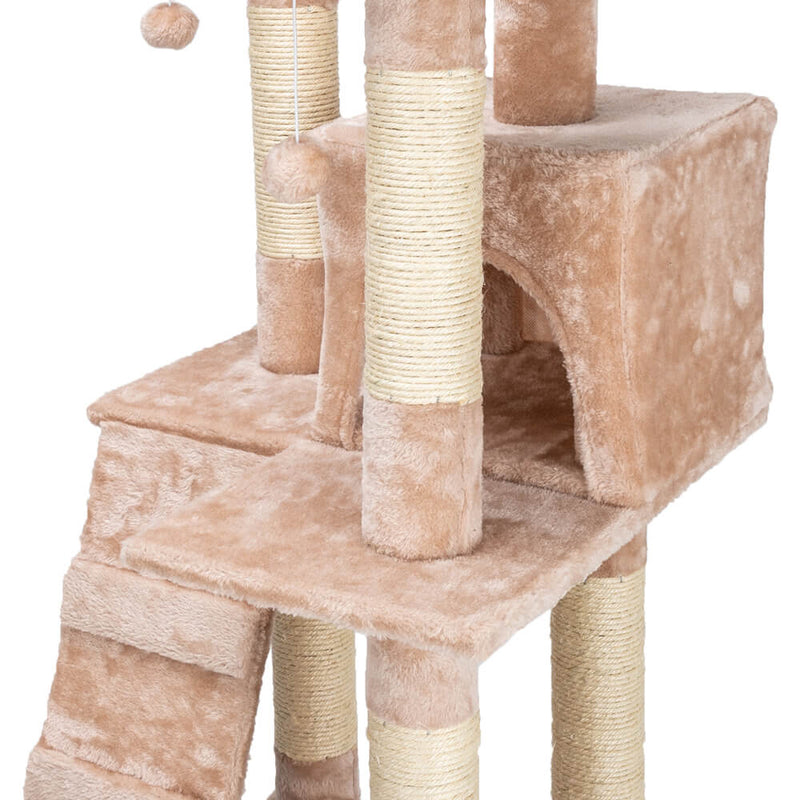 Sisal Hemp Cat Tree Tower Condo Furniture Scratch Post Pet House Play Kitten with Cozy Perches Beige 66 inches