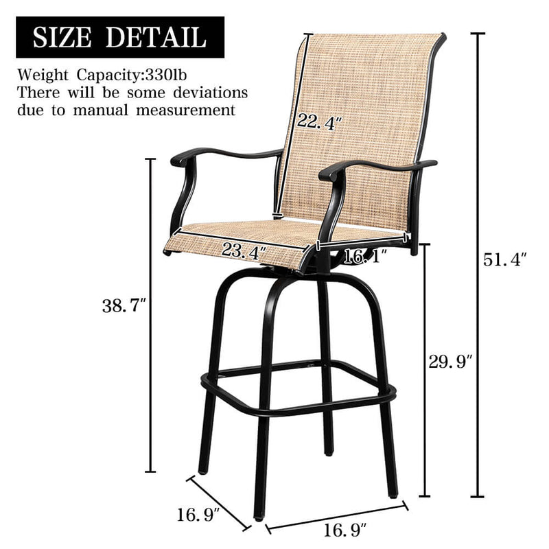 Dining Table Set Glass High Bar Table 2 Pieces Bar Chair