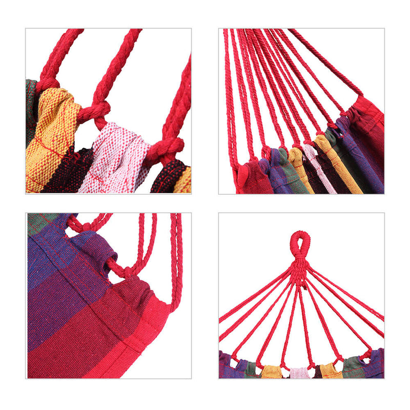 Hammock Swing Canvas Cotton Hammock with Carrying Bag, Outdoor Indoor Red Stripe Hammock