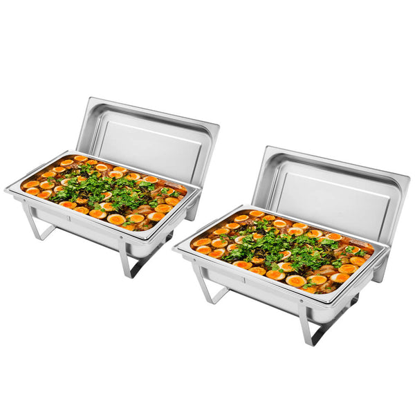 9L*2 Double Grid Each Set 2*1/2 Chafing Dish Food Warmer Rectangular Buffet Stove