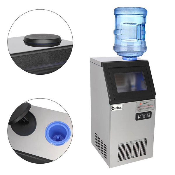 50KG/24H Refrigerator Stainless Steel Transparent Cover Commercial Ice Machine