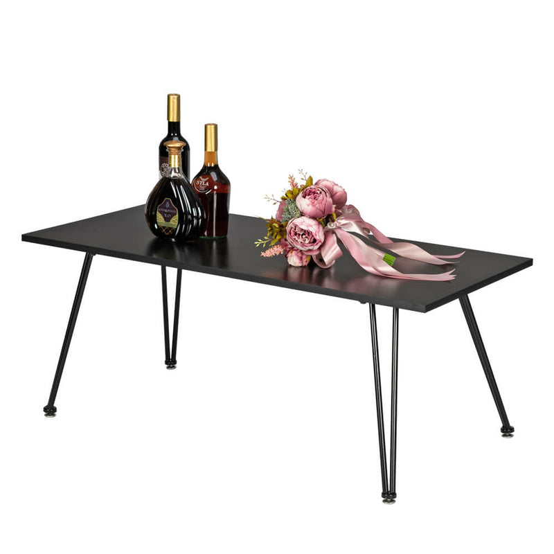 Single Layer MDF Desktop Square Pointed Iron Coffee Table Black