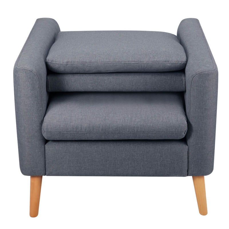 Modern Accent Fabric Chair Single Sofa Comfy Upholstered Arm Chair Living Room Furniture, Gray