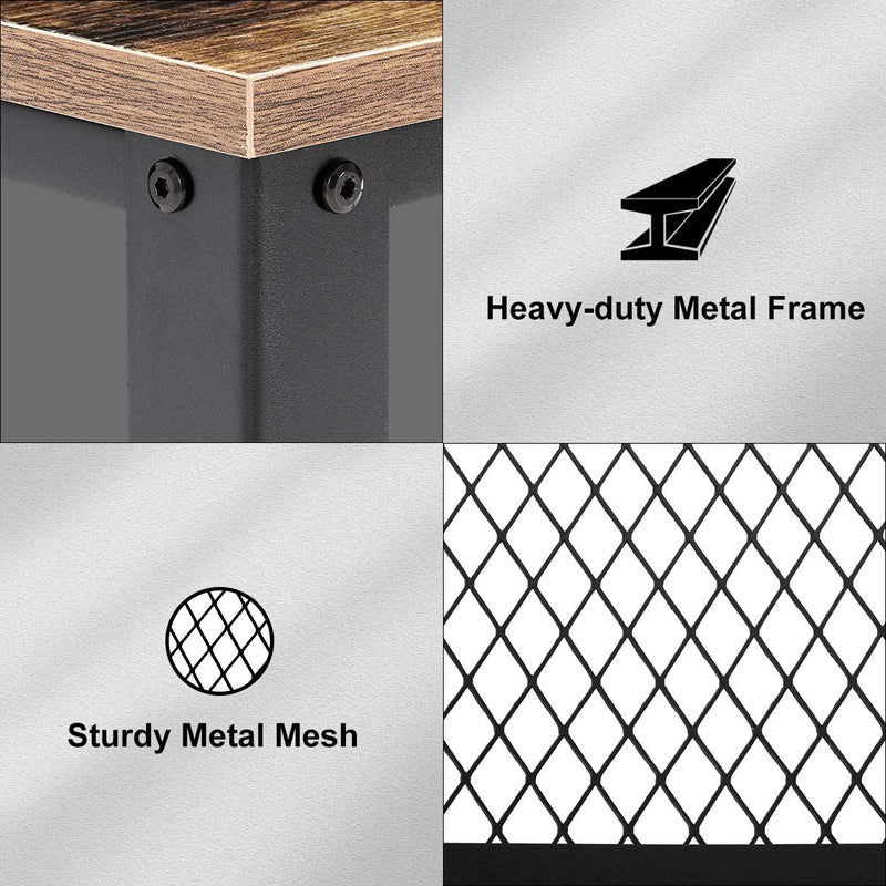Industrial Coffee Table, 2 Tier Cocktail Table, Metal Frame Living Room Sofa Table, Easy Assembly, Rustic Brown