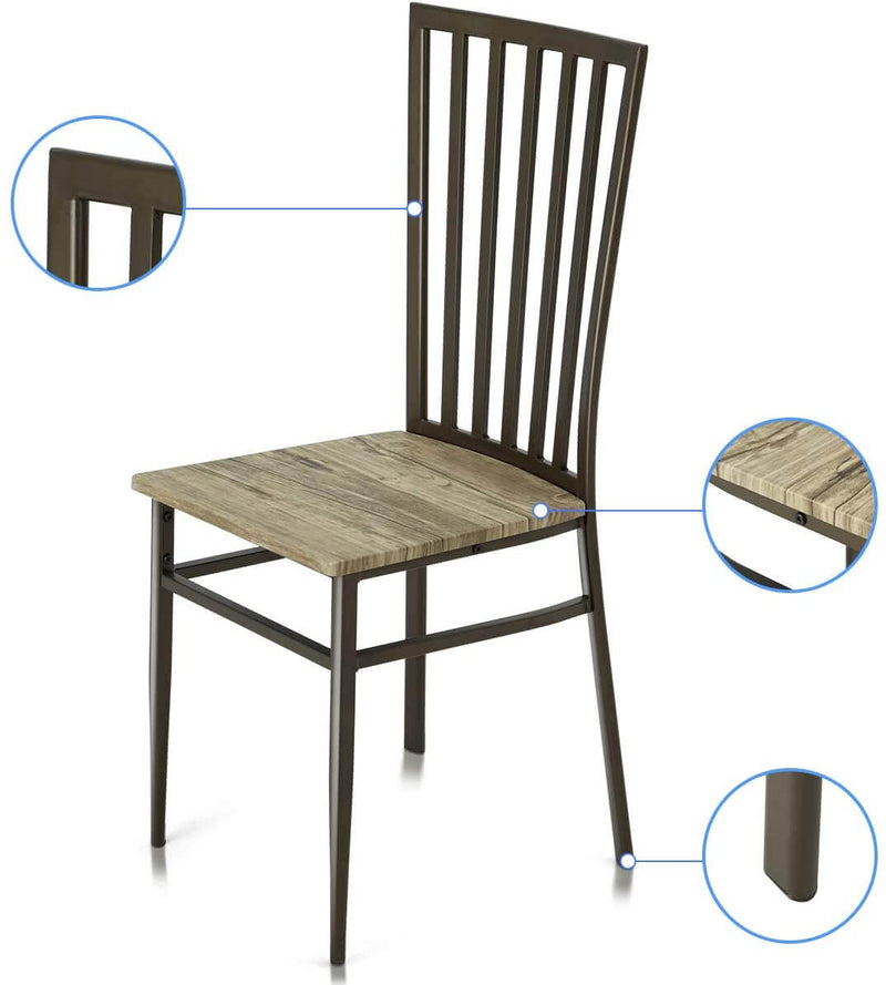Industrial Style 5-Piece Dining Set, Wooden Kitchen Table and 4 Chairs with Metal Legs, Dining Set, Modern and Sleek Dinette