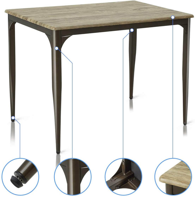 Industrial Style 5-Piece Dining Set, Wooden Kitchen Table and 4 Chairs with Metal Legs, Dining Set, Modern and Sleek Dinette
