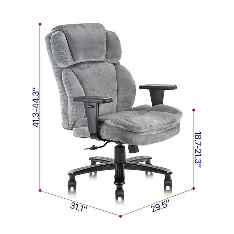 Ergonomic Executive Office Chair with Upholstered Thick Padding Headrest & Armrest, Gray