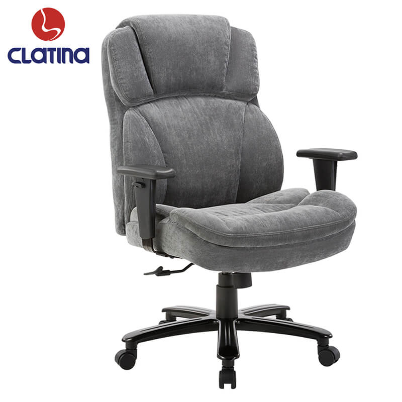 Ergonomic Executive Office Chair with Upholstered Thick Padding Headrest & Armrest, Gray