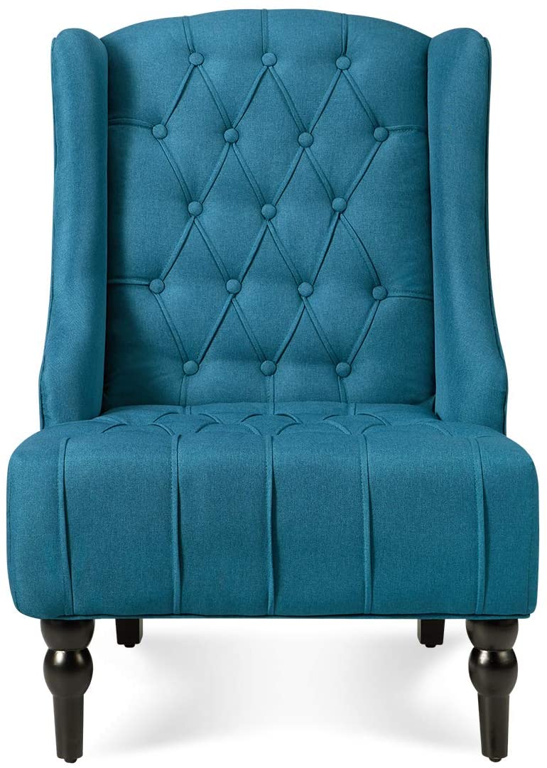 High-Back Fabric Club Chair, Wingback Chair, Modern Accent Chair for Living Room, Bedroom, Green