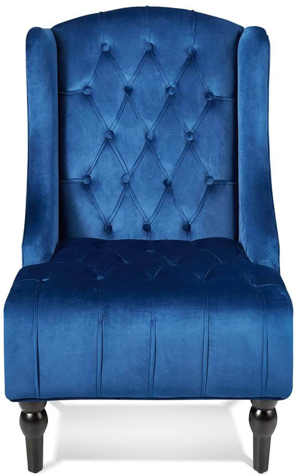 High-Back Velvet Club Chair, Wingback Chair, Modern Accent Chair for Living Room, Bedroom, Blue