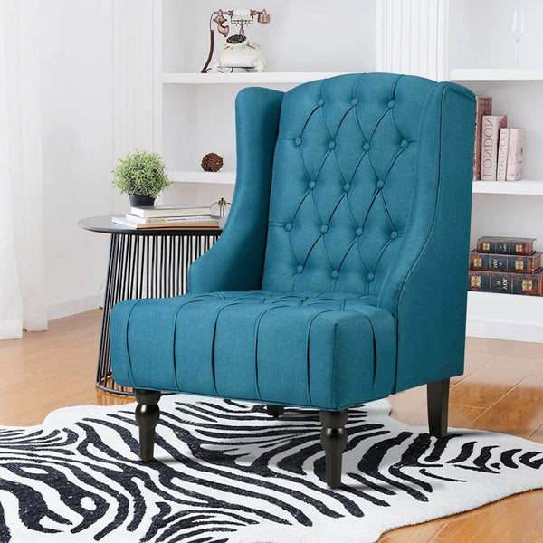 High-Back Fabric Club Chair, Wingback Chair, Modern Accent Chair for Living Room, Bedroom, Green