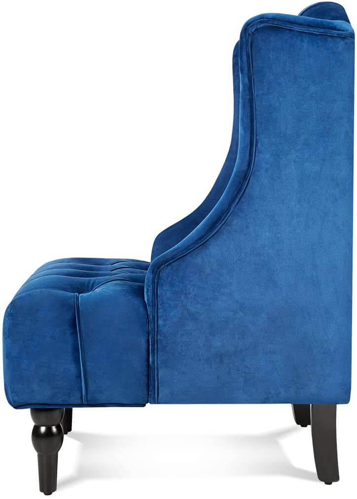 High-Back Velvet Club Chair, Wingback Chair, Modern Accent Chair for Living Room, Bedroom, Blue