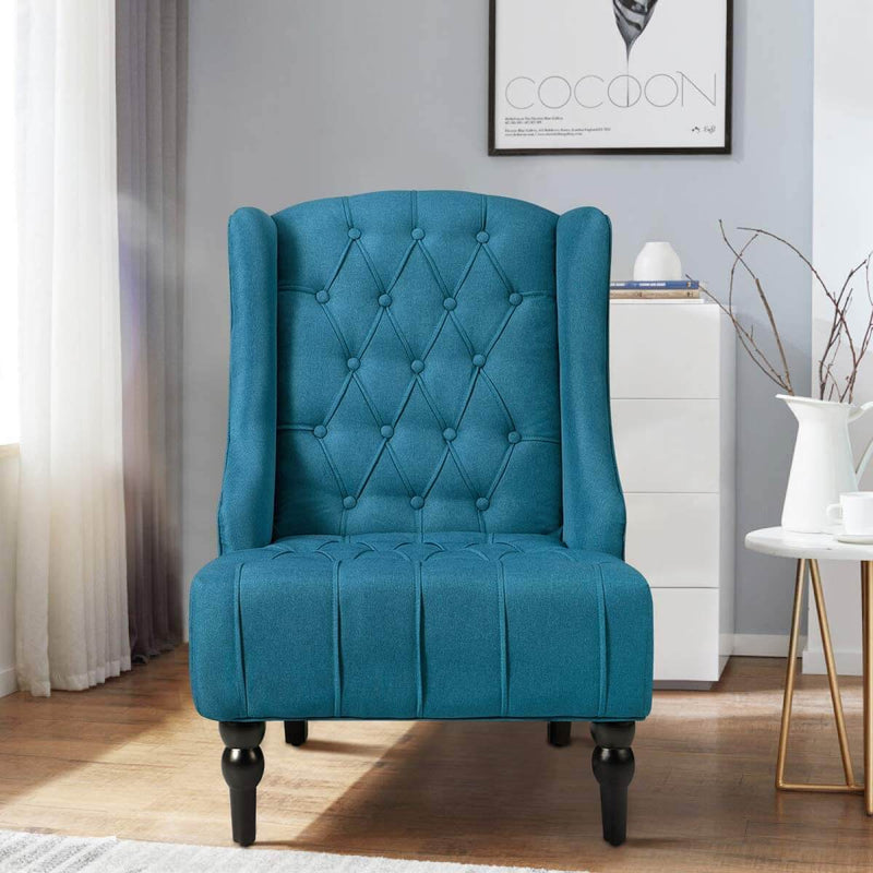 High-Back Fabric Club Chair, Wingback Chair, Modern Accent Chair for Living Room, Bedroom, Green