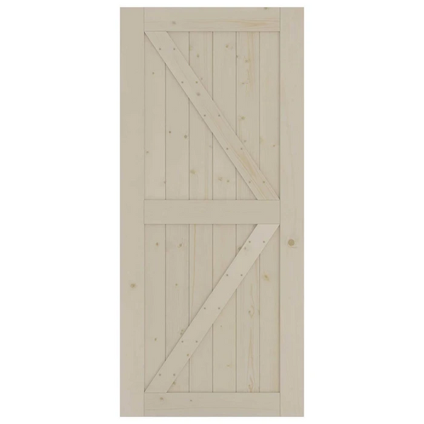 Sliding Barn Wood Door Slab Pre-Drilled Unfinished Natural Color Spruce Wood
