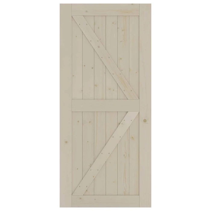 Sliding Barn Wood Door Slab Pre-Drilled Unfinished Natural Color Spruce Wood