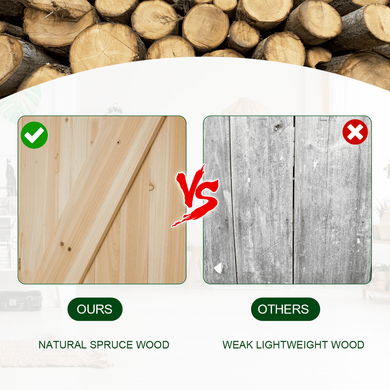 Sliding Barn Wood Door Slab Pre-Drilled Unfinished Natural Color Spruce Wood