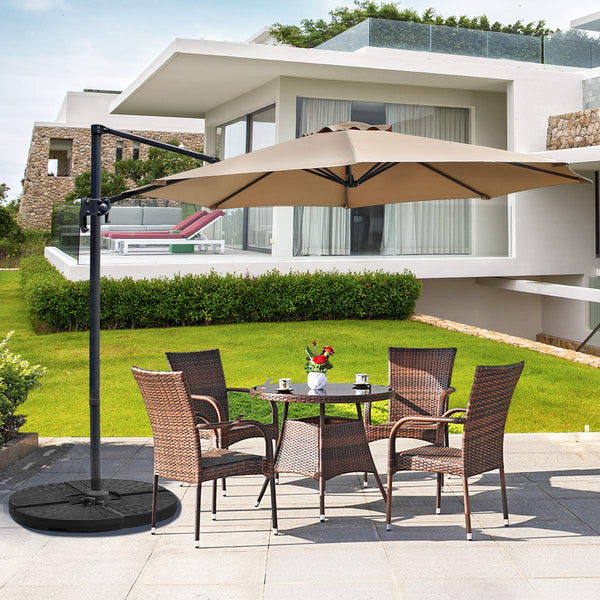 10ft  Patio Umbrellas Cantilever Outdoor Offset Umbrella 360 Degree Rotation, Beige