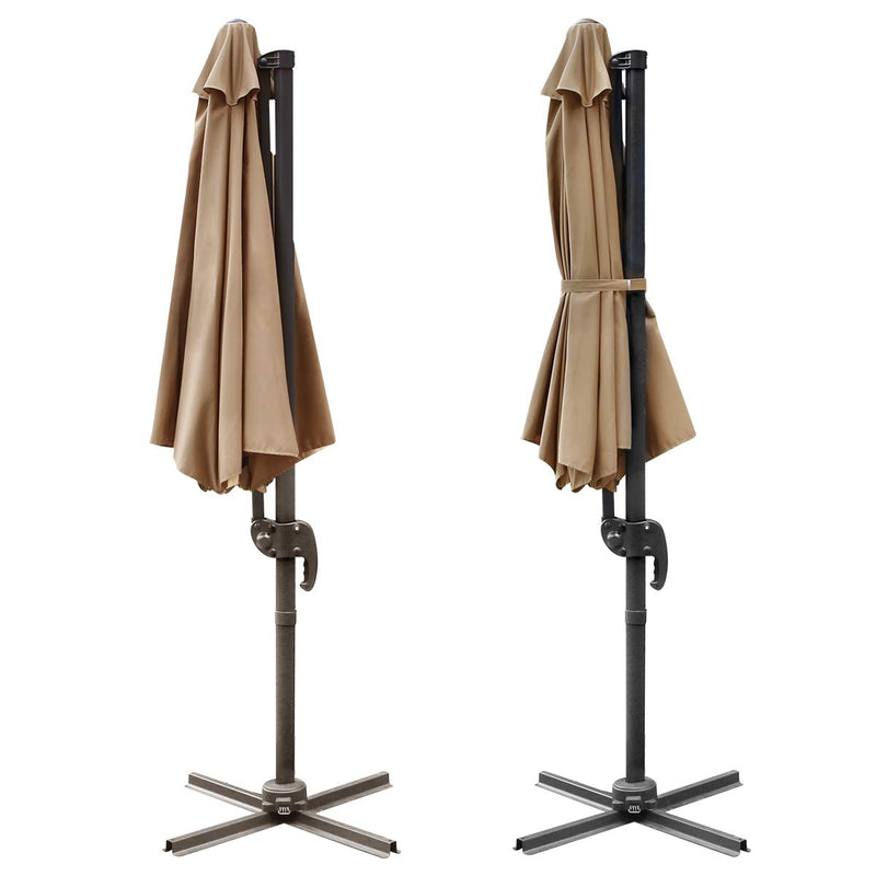 10ft  Patio Umbrellas Cantilever Outdoor Offset Umbrella 360 Degree Rotation, Beige