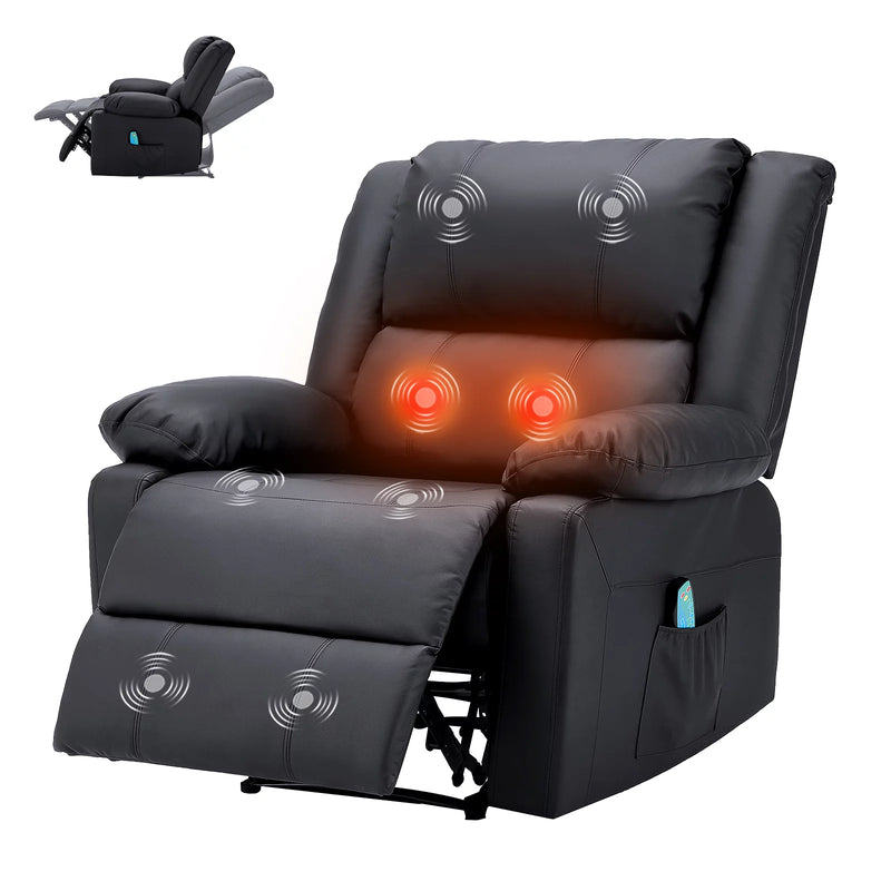 Leather Recliner Chair in Black