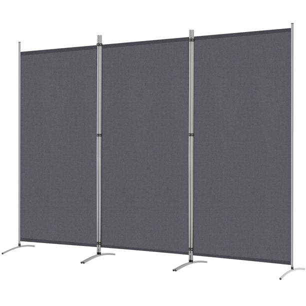 3 Panel Room Divider Light Gray