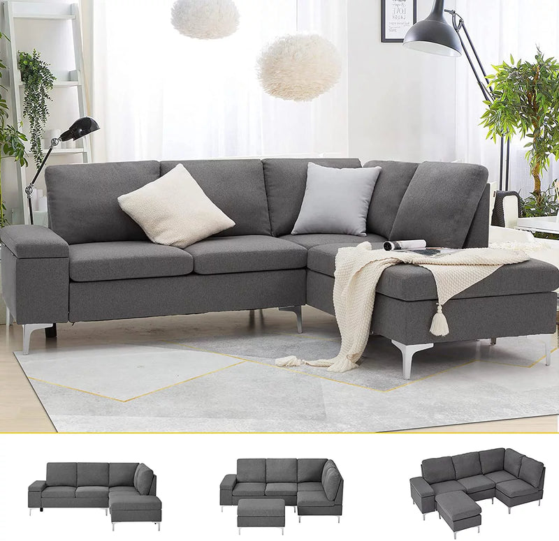85.5" Sectional Sofa Gray