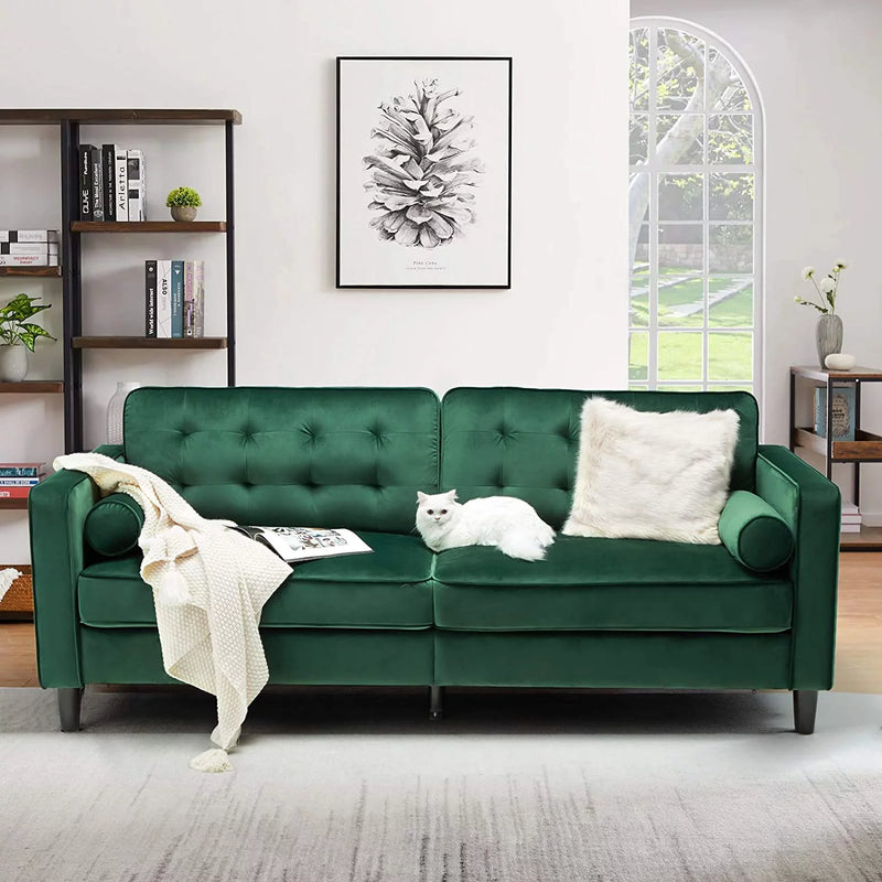 YODOLLA 84.2" Green Velvet Sofa Couch